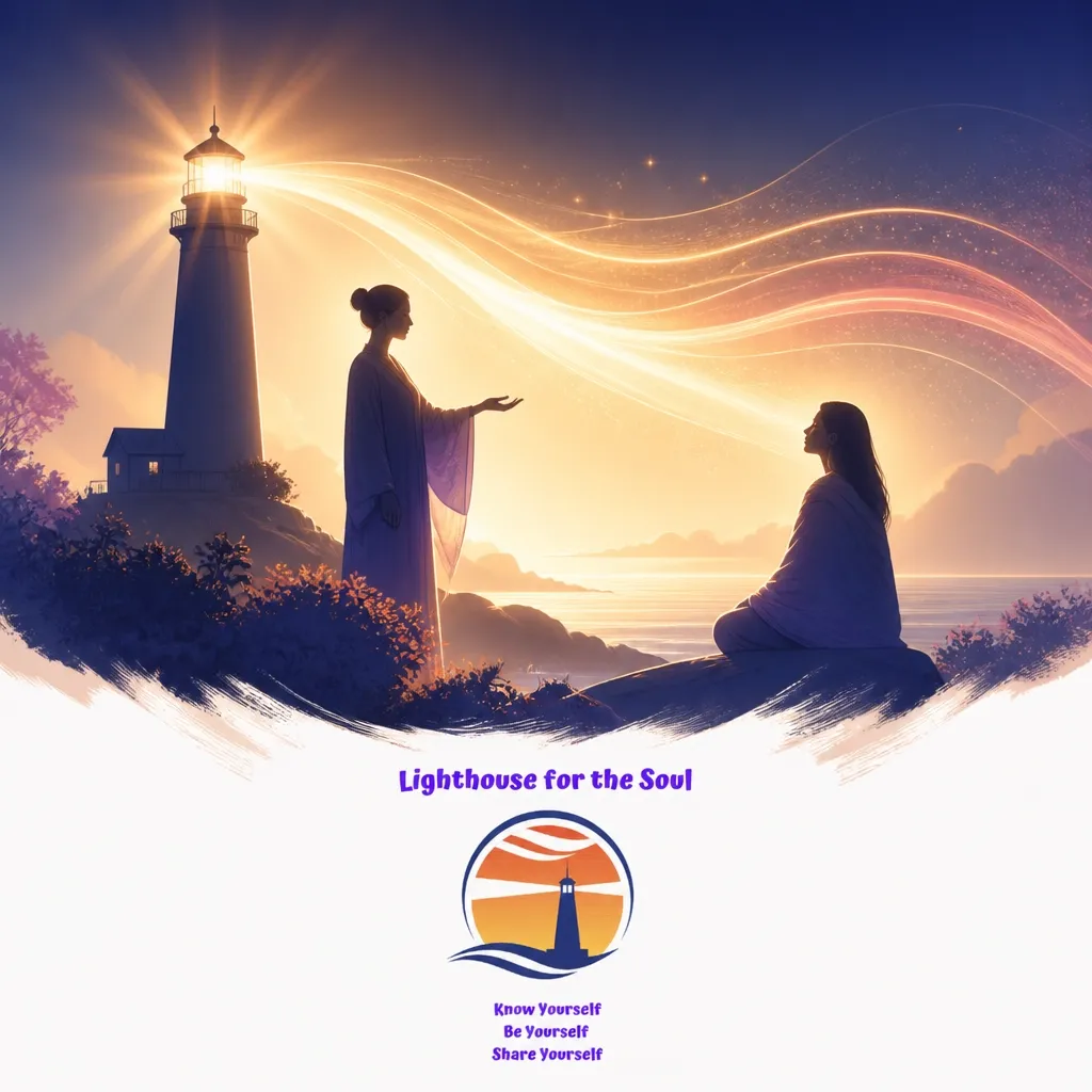 A lighthouse standing firm on a rocky island as light breaks over the sea